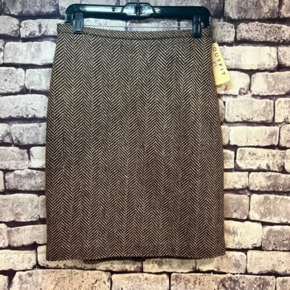 Outfit JPR NWT Brown & Beige Herringbone Pattern Skirt Size 8